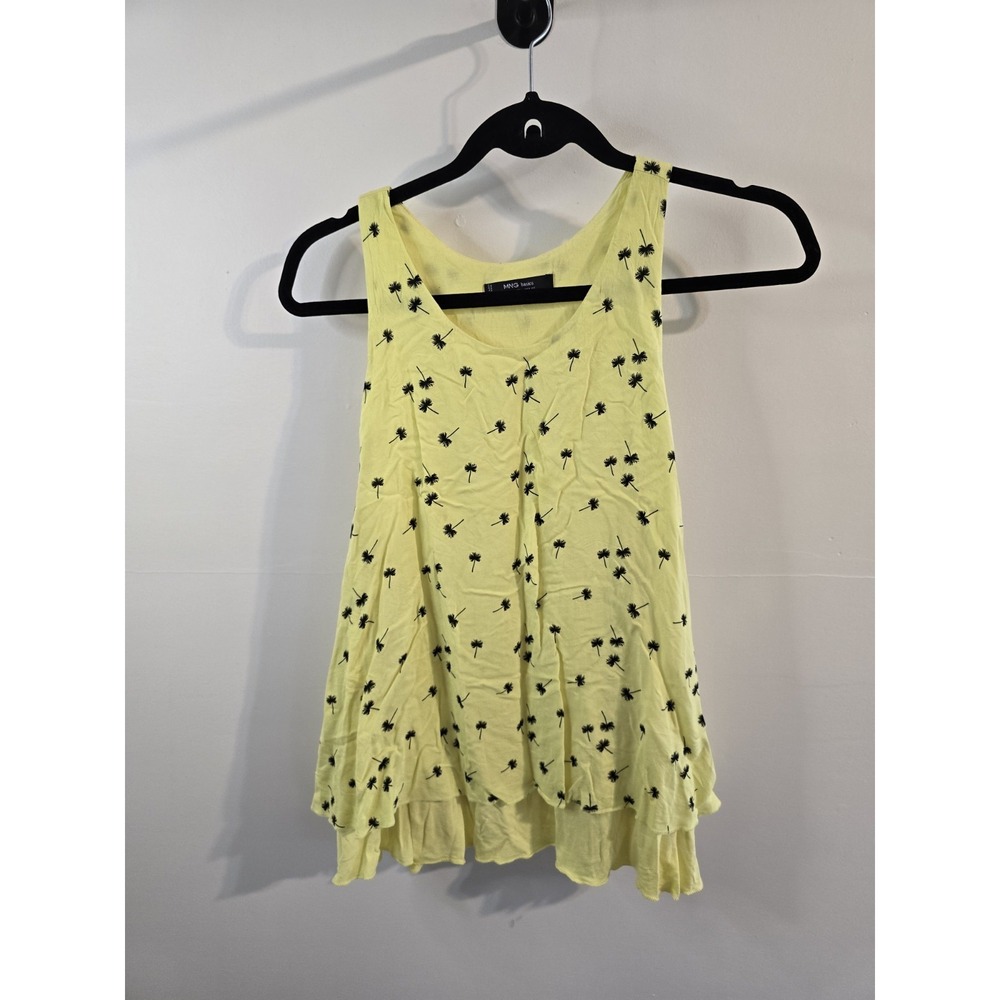 MNG Mango‎ Tank Top Womens L Flowy Tiered Dandelion Print Cottagecore Boho